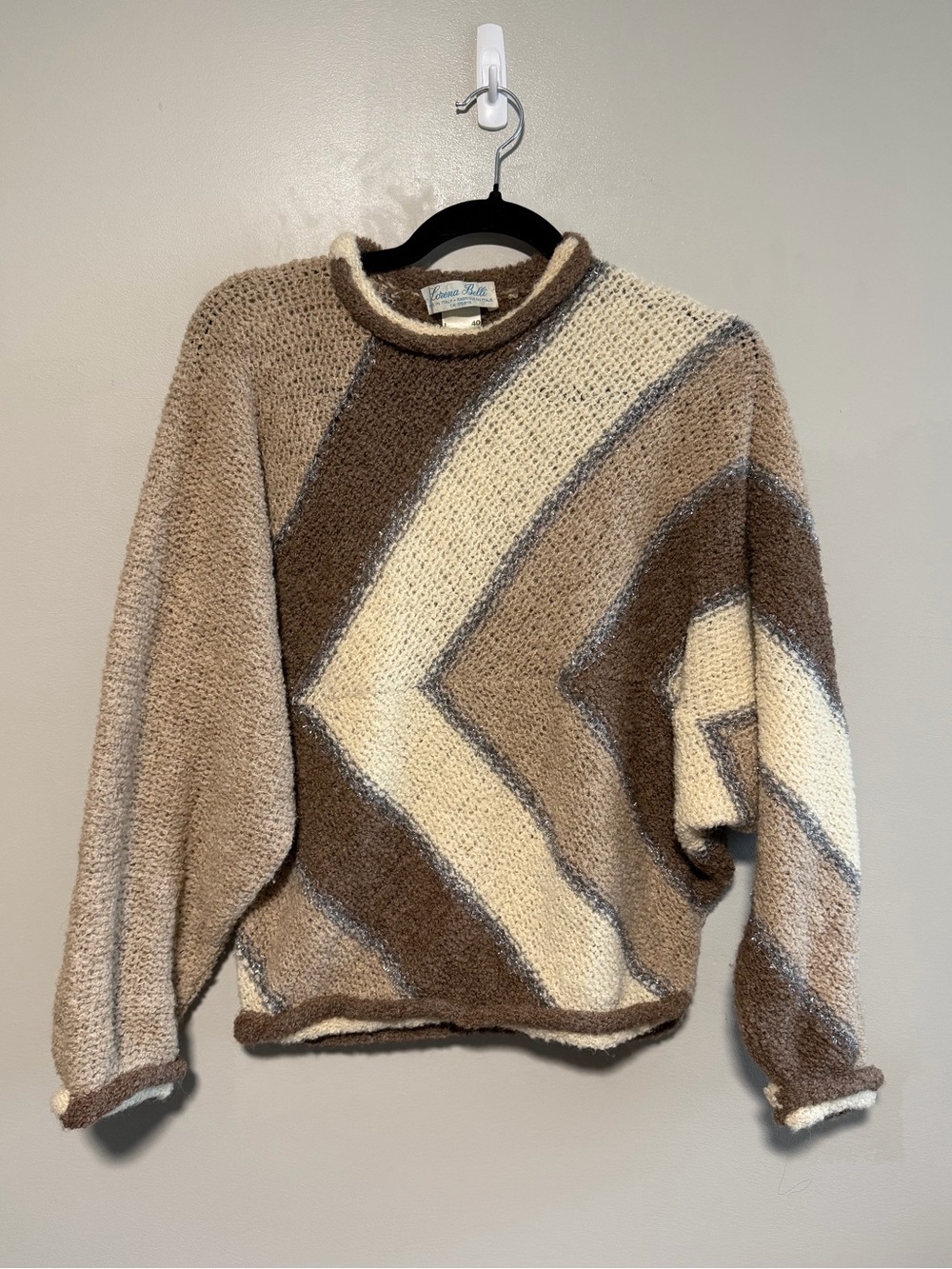 Vintage Italian Wool Sweater Asymmetrical Batwing Knit Alpaca